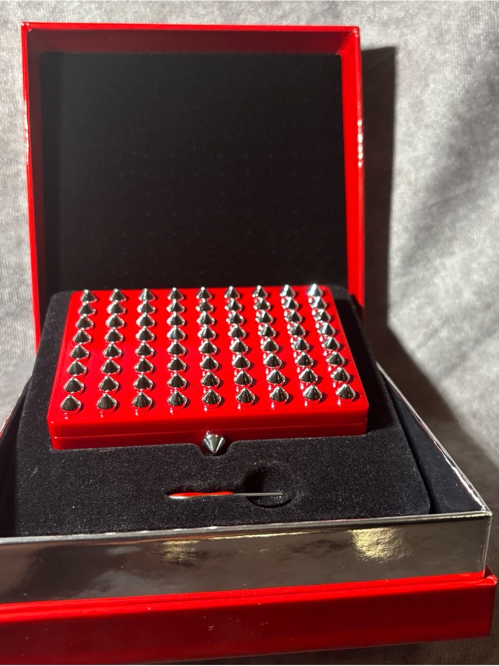 New Christian Louboutin Red Studded refillable blush eyeshadow palette -empty